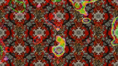 Çiçekli karalama şeklinde Raster çiçek deseni. Kibarca, kırmızı renkte bahar çiçekleri. Raster illüstrasyonu.