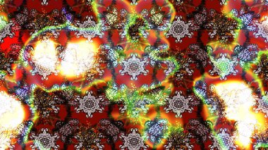 Kahverengi renkte çok kahverengi, zarif küçük çiçekler ve komik böcekler, raster desen, illüstrasyon.