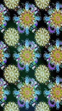 Çiçekli güzel suluboya desen. Raster illüstrasyonu. Mavi renklerde.