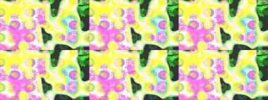 Küçük çiçekli basit bir çiçek çizimi. Raster illüstrasyonu. Sarı ve yeşil renklerde şirin çiçekler. Moda baskısı, albüm, ambalaj kağıdı, duvar kağıdı için zarif dekoratif süslemeler..