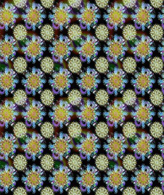 Soyut çiçek desensiz arkaplan. Küçük çiçekteki sevimli çiçek deseni. Tarafsız ve siyah renklerde. Raster illüstrasyonu. Raster deseni.