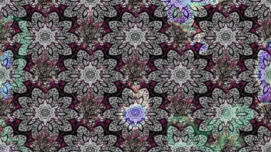 Renkli Bahar Teması eskiz kalıbı. Düz Çiçek Elementleri Tasarımı. Raster..