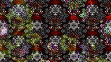 Raster illüstrasyonundaki çiçek desenli çizim. Gri renkli çiçekler.