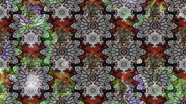 Raster Illustrasyon 'daki Çiçek Deseni' nin son moda çizimi. Gri renkli çiçekler. Renkli Yaz Temalı eskiz kalıbı. Düz Çiçek Elementleri Tasarımı.