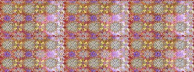 Raster illüstrasyonunda kusursuz çiçek deseni. Tarafsız ve kahverengi renkte çiçekler.