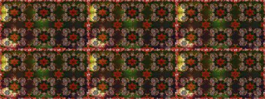 Kahverengi ve gri renkli çiçekler. Suluboya çizimi. Çiçeklerle kusursuz desen. El çizimi.