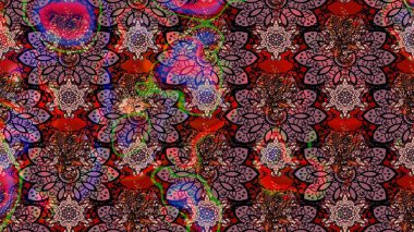 Çiçek buketleriyle klasik bir eskiz şekli. Raster illüstrasyonu. Kahverengi renklerde.