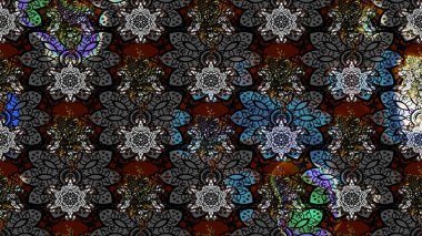 Raster illüstrasyonundaki çiçek desenli çizim. Siyah renkte çiçekler.