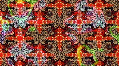 Raster düz çiçek çizim deseni. Hediye ambalaj kağıdı, tebrik kartları, posterler ve pankart tasarımı. Kırmızı renkte çiçekler.