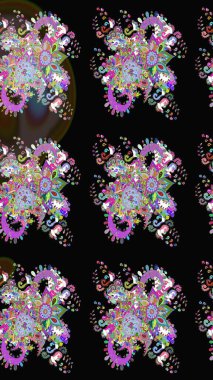 Sevimli çiçek raster deseni. Modaya uygun kumaş deseni. Renkli Yaz Temalı eskiz kalıbı. Düz Çiçek Elementleri Tasarımı.