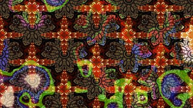 Raster illüstrasyonundaki çiçek desenli çizim. Kahverengi renkte çiçekler.