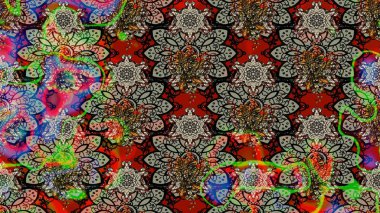 Tomurcukları çiçek olan sevimli bir çiçek deseni. Eskiz geçmişi. Raster illüstrasyonu. Kumaş, tekstil, duvar kağıdı baskısı için. Eski usul. Raster..