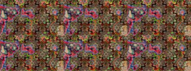 Raster illüstrasyonundaki çiçek desenli çizim. Bej renkte çiçekler.