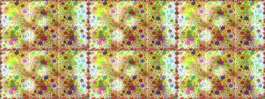 Çiçek duvar kağıdı. Renkli süs kenarı. Sarı ve yeşil renklerde. Raster illüstrasyonu. Hint süsü. Kusursuz desen.