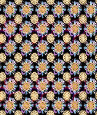 Raster illüstrasyonu. Kusursuz çiçek deseni duvar kâğıdı olarak kullanılabilir. Siyah ve bej renkli çiçekler.