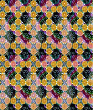 Güzel kumaş deseni. Sarı ve mavi renklerde. Raster illüstrasyonu. Raster illüstrasyonunda kusursuz çiçek deseni.