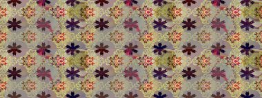 Raster deseni. Ağaç dallı bahar çiçekleriyle desen, nötr ve bej renkler ve çiçek silueti.