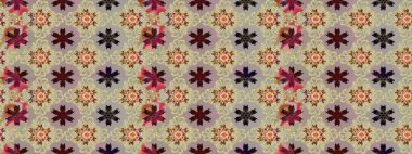 Bej ve nötr renklerde. Raster illüstrasyonu. Çiçek buketleriyle klasik tarzda kusursuz desen.