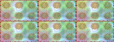 Raster illüstrasyonu. Suluboya, elle çizilmiş. Tarafsız ve mavi renklerde yaprakları olan yabani çiçekler. Kusursuz arkaplan deseni.