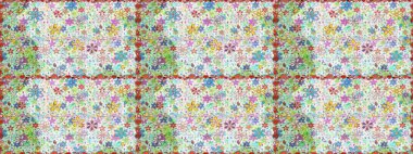 Çiçekli, suluboya desenli kusursuz çiçek deseni. Düz Çiçek Elementleri Tasarımı. Tarafsız ve mavi renkte çiçekler. Raster illüstrasyonu. Renkli Bahar Teması Kusursuz Arkaplan.