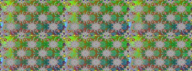 Çiçekle kusursuz desen. Yeşil ve kahverengi renkli çiçekler. Renkli Bahar Temalı Kusursuz Arkaplan. Düz Çiçek Elementleri Tasarımı.