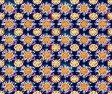 Raster Yumuşak kumaş deseni. Raster çiçek izi. Çiçek mavisi ve bej pürüzsüz desen. Klasik taslak çizimi.