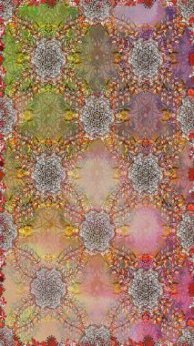 Renkli Bahar Temalı Kusursuz Arkaplan. Kahverengi ve bej renkli çiçekler. Düz Çiçek Elementleri Tasarımı. Raster illüstrasyonunda kusursuz çiçek deseni.