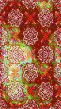 Raster illüstrasyonu. 3 boyutlu çiçekler, pürüzsüz. Kırmızı ve kahverengi renklerde.