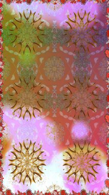 Çiçeksiz desenlerin resmi. Vadinin çiçekleri kahverengi renklerde.