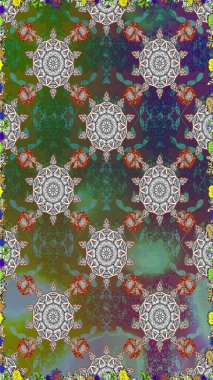 Suluboya kusursuz desen. Çiçek izi. Suluboya tarzında yeşil renkte çiçekler.