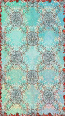 Suluboya, elle çizilmiş. Kusursuz bir arka plan modeli. Raster illüstrasyonu. Tarafsız renklerde yaprakları olan yabani çiçekler.