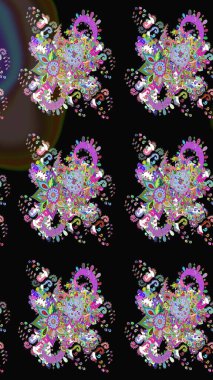 Sevimli çiçek raster deseni. Sketch Colour Spring Theme eskiz kalıbı. Düz Çiçek Elementleri Tasarımı. Siyah renkte çiçekler.