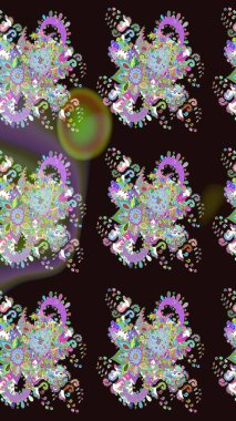 Gri renkler ve parlak çiçekler üzerine soyut çizim deseni. Çiçeksel elementlerle süslenmiş zarif raster dokusu. Küçük çiçekte şirin bir çiçek deseni var..