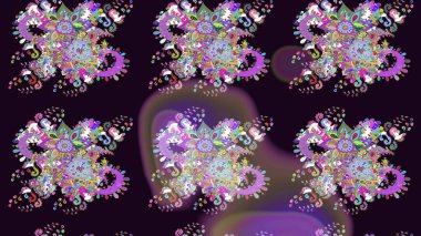 Raster illüstrasyonu. Siyah renklerde. Soyut çiçek çizim kalıbı arka planı. Raster deseni. Küçük çiçekte sevimli çiçek deseni var..