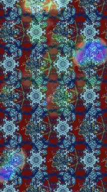 Mavi renkli çiçekler. Kumaş desenli papatya çiçekleri ayrıntıları.