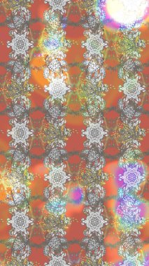 Suluboya elle çizilmiş çiçek desenli eskiz deseni. Parlak renkli fantezi çiçekleri, yapraklar, gri renkli tomurcuklar.