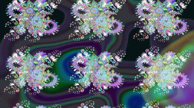 Düz Çiçek Elementleri Tasarımı. Gri renkli çiçekler. Sevimli çiçek raster deseni. Renkli Bahar Teması çizim şablonu.