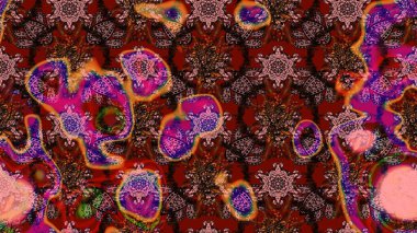 Çiçek ve yapraklı karalama şeklinde Raster çiçek deseni. Kahverengi renklerde bahar çiçekleri. Raster illüstrasyonu.