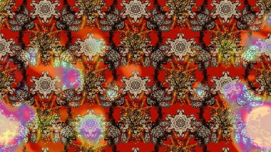 Raster çiçek desenli çiçek deseni, yapraklar, dekoratif elementler, sıçrama, lekeler, el çizimi kontur çizgileri ve Doodle çizim stili, grafik raster çizim çizimi.