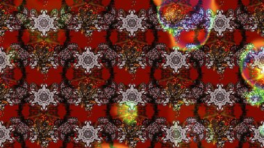 Raster illüstrasyonundaki çiçek desenli çizim. Suluboya tarzında kahverengi renkte çiçekler.