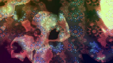 Çiçekli karalama şeklinde Raster çiçek deseni. Kahverengi renklerde bahar çiçekleri. Raster illüstrasyonu.