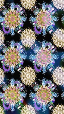 Suluboya çiçekli çiçek deseni. Raster illüstrasyonu. Siyah renkte güzel tekstil.