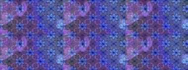 Mor ve mavi renkte çiçekler. Nazik, narin çiçek arkaplanı. Raster çiçek desenli ve çiçekli..