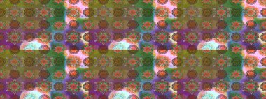 Raster illüstrasyonu. Kahverengi ve yeşil renkli çiçekler. Çizim çiçek deseni duvar kağıdı için kullanılabilir.