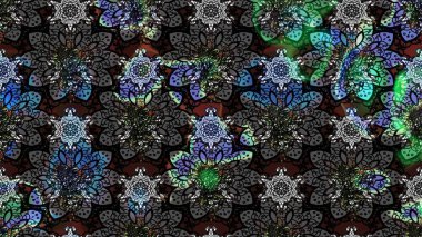 Çizim çiçek deseni duvar kağıdı, web sitesi arka planı, ambalaj kağıdı, davetiye, broşür, afiş veya web sitesi için kullanılabilir. El çizimi Raster çizimi. Parlak elementlerin.