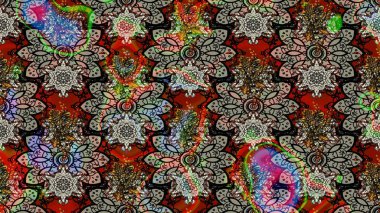 Renkli çizim kalıbı. Çiçek arkaplan. Çiçek duvar kâğıdı. Raster illüstrasyonu. Gri renkli şirin tekstil.