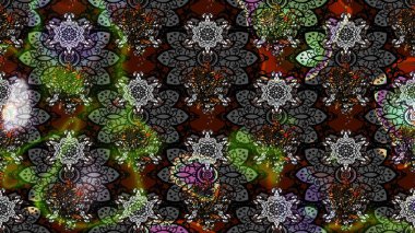 Çizim çiçek deseni duvar kâğıdı olarak kullanılabilir. Gri renkli çiçekler. Raster illüstrasyonu.