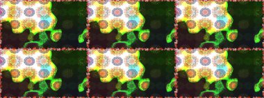 Raster illüstrasyonu. Suluboya stilinde gri ve yeşil renklerde. Küçük çiçekli bahar deseni çiz.