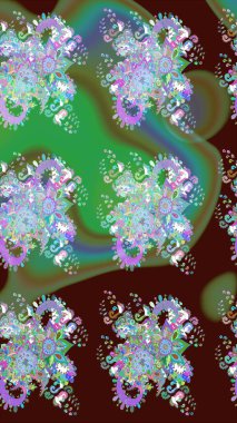 Klasik çiçek tasarımı elementleri. Yeşil kıvırcık çiçekler yeşil renkte şekillenir. Raster illüstrasyonu.