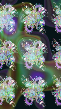 Elle çizilmiş sonbahar çiçeği deseni. Renkli yeşil çizim kalıbı. Doodle tarzı. Tekstil ve kapak tasarımı için mükemmel. Yeşil renkte çiçekler.